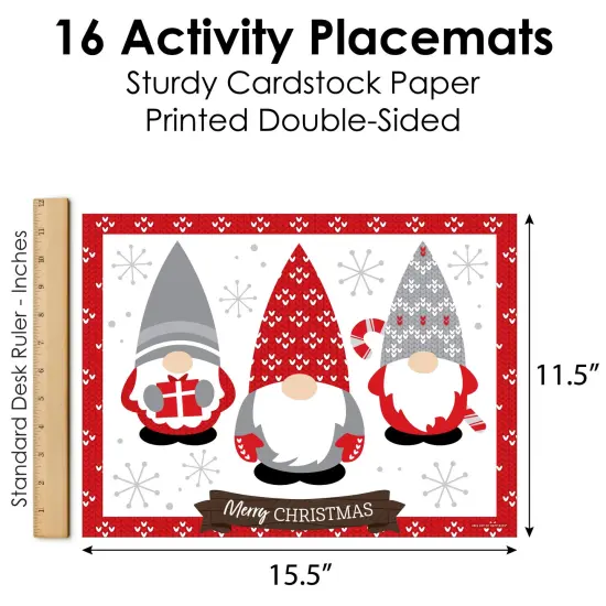Big Dot of Happiness Christmas Gnomes - Paper Holiday Party Coloring Sheets - Activity Placemats - Set of 16 {6}