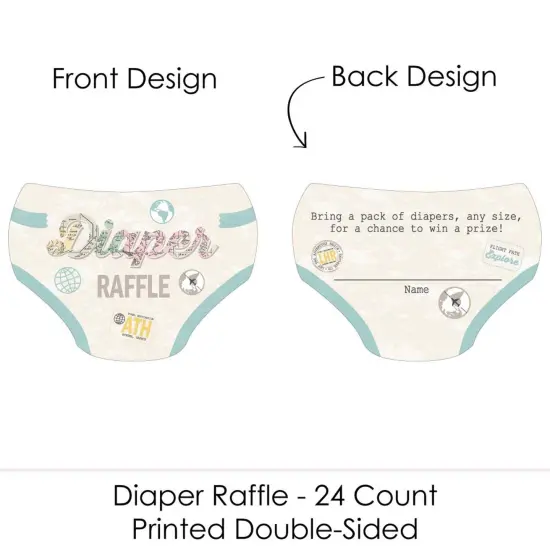 Big Dot of Happiness World Awaits - Diaper Shaped Raffle Ticket Inserts - Travel Themed Baby Shower Activities - Diaper Raffle Game - Set of 24 {3}