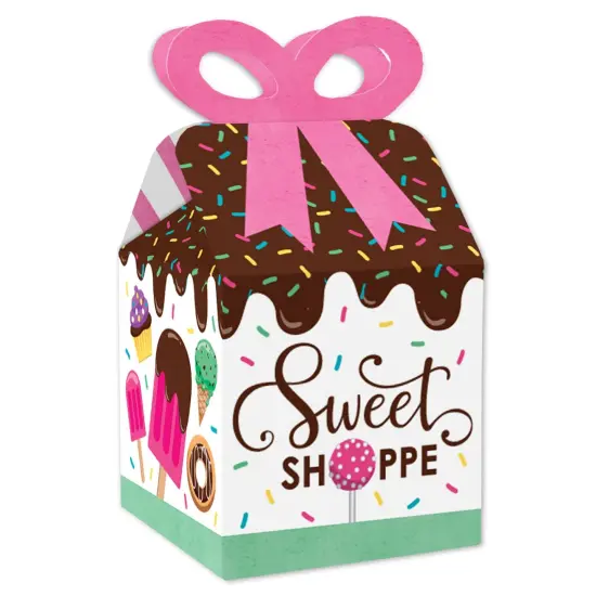 Big Dot of Happiness Sweet Shoppe - Square Favor Gift Boxes - Candy and Bakery Birthday Party or Baby Shower Bow Boxes - Set of 12 {1}