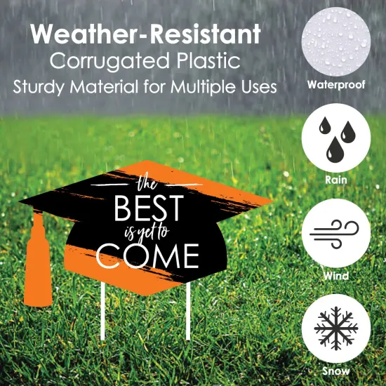 Big Dot of Happiness Orange Graduation Lawn Decorations - 10 Piece {6}