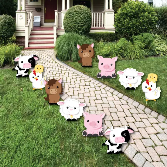 Big Dot of Happiness Farm Animals - Barnyard Animal Lawn Decorations - Outdoor Baby Shower or Birthday Party Yard Decorations - 10 Piece {1}