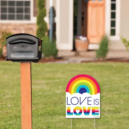 Big Dot of Happiness Love is Love - Pride - Outdoor Lawn Sign - Rainbow Party Yard Sign - 1 Piece {3}