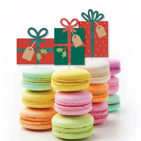 Big Dot of Happiness Happy Holiday Presents - Dessert Cupcake Toppers - Christmas Party Clear Treat Picks - Set of 24 {6}