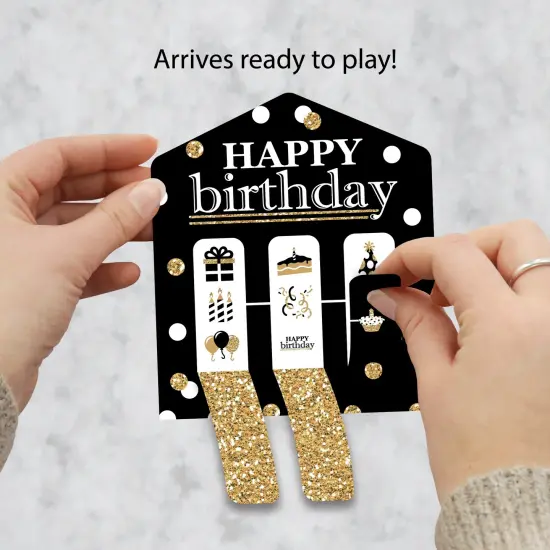 Big Dot of Happiness Adult Happy Birthday - Gold - Birthday Party Game Pickle Cards - Pull Tabs 3-in-a-Row - Set of 12 {3}