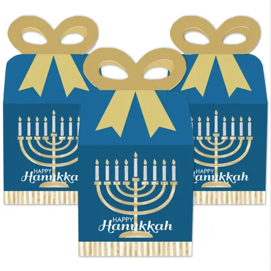 Big Dot of Happiness Happy Hanukkah - Square Favor Gift Boxes - Chanukah Holiday Party Bow Boxes - Set of 12 {3}