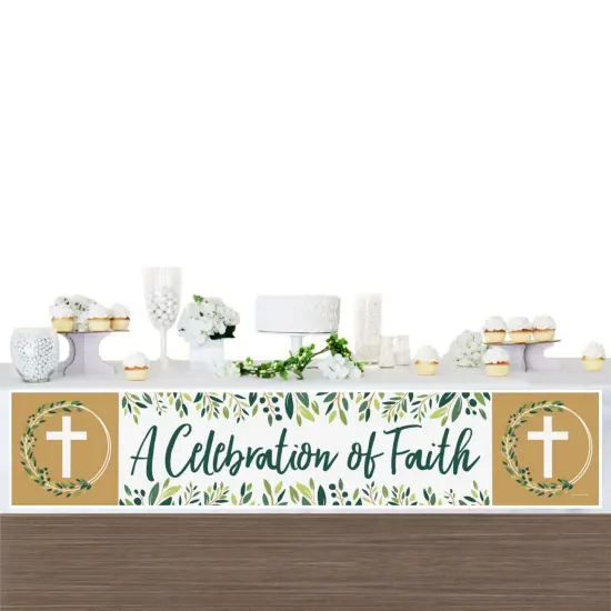 Big Dot of Happiness Elegant Cross - Religious Party Decorations Party Banner {4}