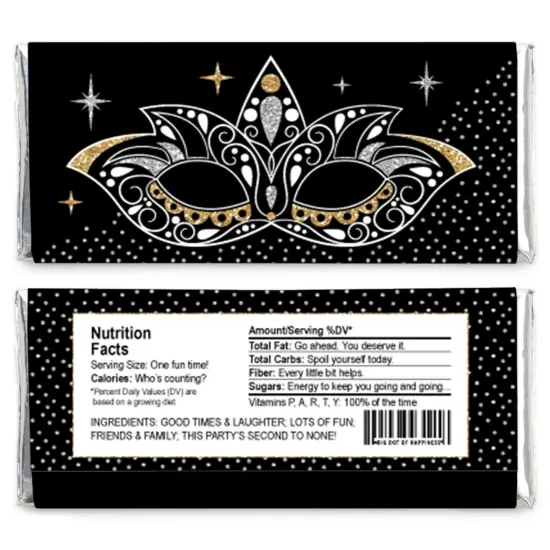 Big Dot of Happiness Masquerade - Candy Bar Wrapper Carnival Mask Party Favors - Set of 24 {3}
