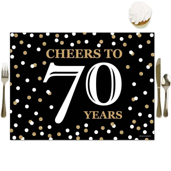 Big Dot of Happiness Adult 70th Birthday - Gold - Party Table Decorations - Birthday Party Placemats - Set of 16 {1}