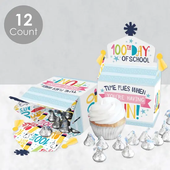 Big Dot of Happiness Happy 100th Day of School - Treat Box Party Favors - 100 Days Party Goodie Gable Boxes - Set of 12 {4}