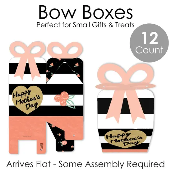 Big Dot of Happiness Best Mom Ever - Square Favor Gift Boxes - Mother's Day Party Bow Boxes - Set of 12 {7}