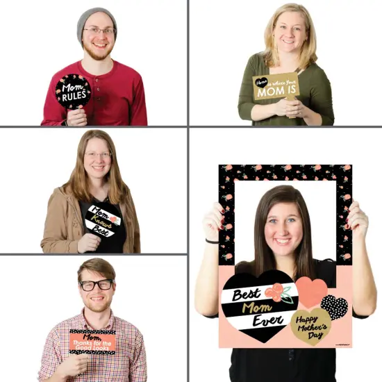 Big Dot of Happiness Best Mom Ever - Mother's Day Selfie Photo Booth Picture Frame & Props - Printed on Sturdy Material {3}