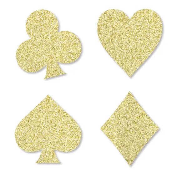 Big Dot of Happiness Gold Glitter Card Suits - No-Mess Real Gold Glitter Cut-Outs - Las Vegas and Casino Party Confetti - Set of 24 {1}