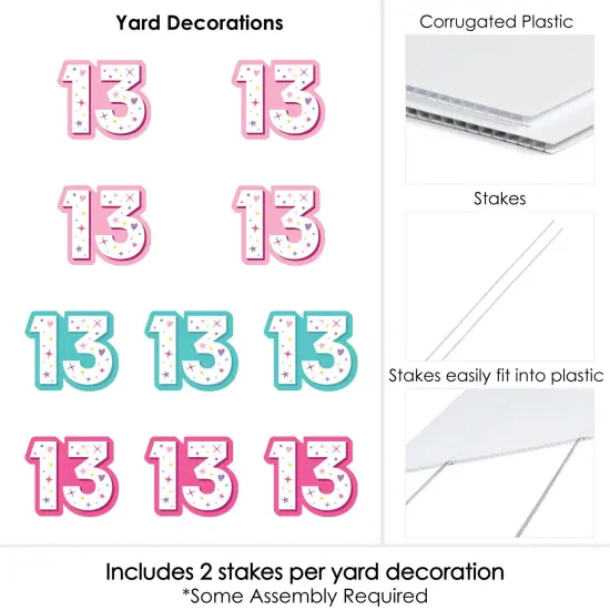 Big Dot of Happiness Girl 13th Birthday - 13 Lawn Decorations - Outdoor Official Teenager Birthday Party Yard Decorations - 10 Piece {7}