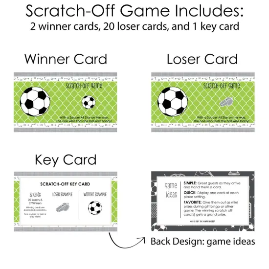 Big Dot of Happiness Goaaal - Soccer - Baby Shower or Birthday Party Game Scratch Off Cards - 22 Count {6}