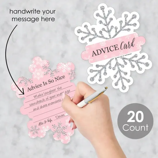 Big Dot of Happiness Pink Winter Wonderland - Wish Card Holiday Snowflake Birthday Party Baby Shower Activities - Shaped Advice Cards Game - Set of 20 {3}