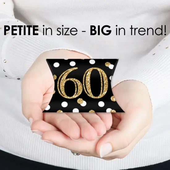 Big Dot of Happiness Adult 60th Birthday - Gold - Favor Gift Boxes - Birthday Party Petite Pillow Boxes - Set of 20 {4}