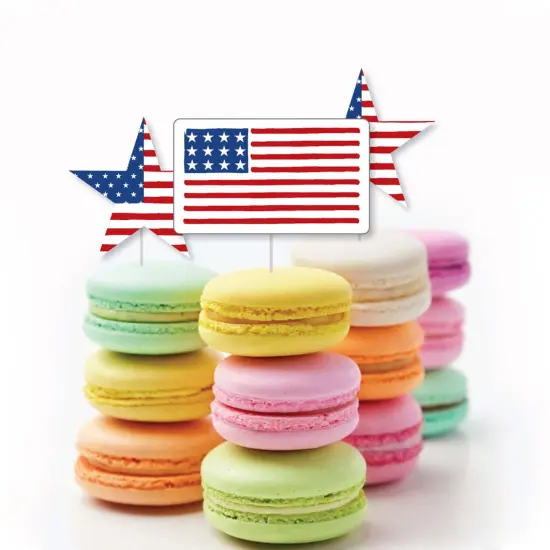Big Dot of Happiness Stars & Stripes - Dessert Cupcake Toppers - Memorial Day & 4th of July USA Patriotic Party Clear Treat Picks - Set of 24 {6}