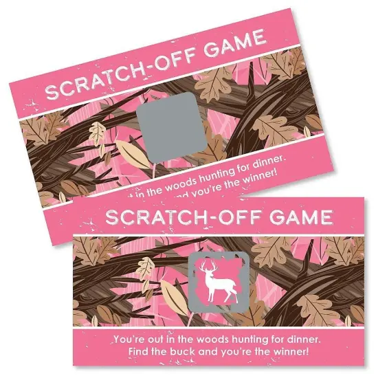 Big Dot of Happiness Pink Gone Hunting - Deer Hunting Girl Camo Baby Shower or Birthday Party Game Scratch Off Cards - 22 Count {1}