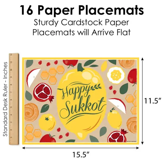 Big Dot of Happiness Sukkot - Party Table Decorations - Sukkah Placemats - Set of 16 {6}