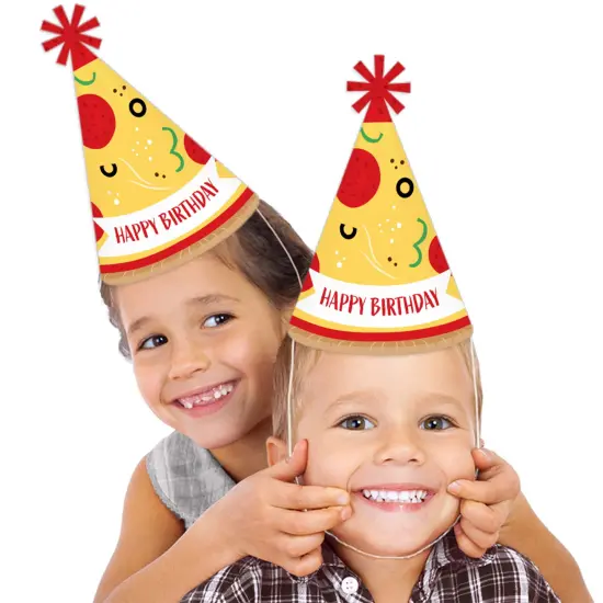 Big Dot of Happiness Pizza Party Time - Cone Happy Birthday Party Hats for Kids and Adults - Set of 8 (Standard Size) {3}