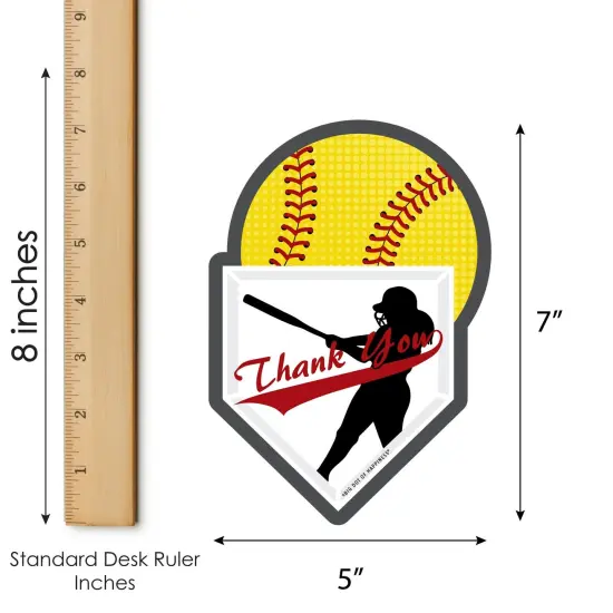Big Dot of Happiness Grand Slam - Fastpitch Softball - Shaped Thank You Cards - Birthday or Baby Shower Thank You Note Cards & Envelopes - Set of 12 {7}