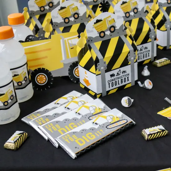 Big Dot of Happiness Dig It - Construction Party Zone - Candy Bar Wrapper Baby Shower or Birthday Party Favors - Set of 24 {4}