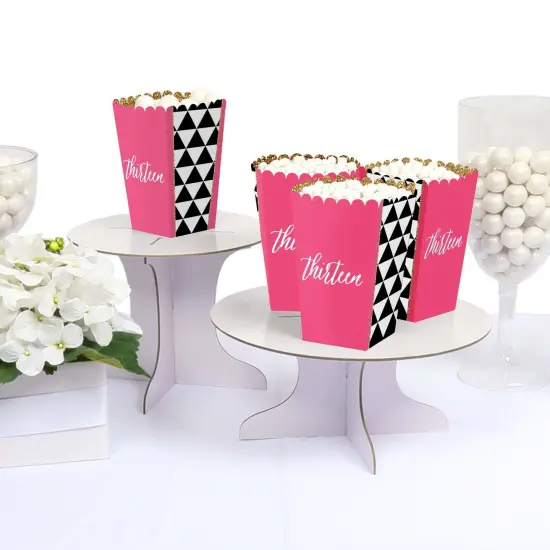 Big Dot of Happiness Chic 13th Birthday - Pink, Black and Gold - Birthday Party Favor Popcorn Treat Boxes - Set of 12 {4}