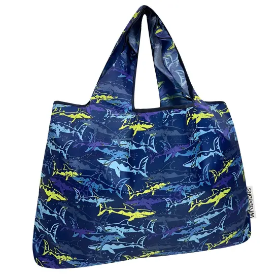 Wrapables Large Foldable Tote Nylon Reusable Grocery Bags, Jaws {1}