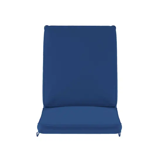 Merrick Lane Edessa Outdoor Patio Water-Resistant Chaise Lounge Cushion with Foam Layer Navy {3}