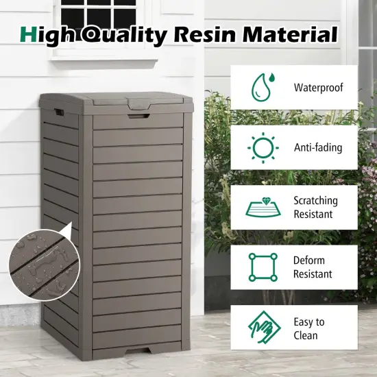 Costway 2 PCS 31 Gallon Outdoor Trash Can Waste Bin with Dual Lid & Pull-out Drawer Backyard Coffee/Black {6}