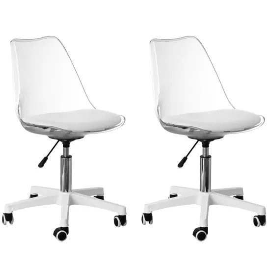 Clear Acrylic Desk Chair - Armless Office Chair, Height Adjustable, Rolling Chair - Modern Ghost Chair, Perfect for Home Office or Vanity with Swivel Function {2}