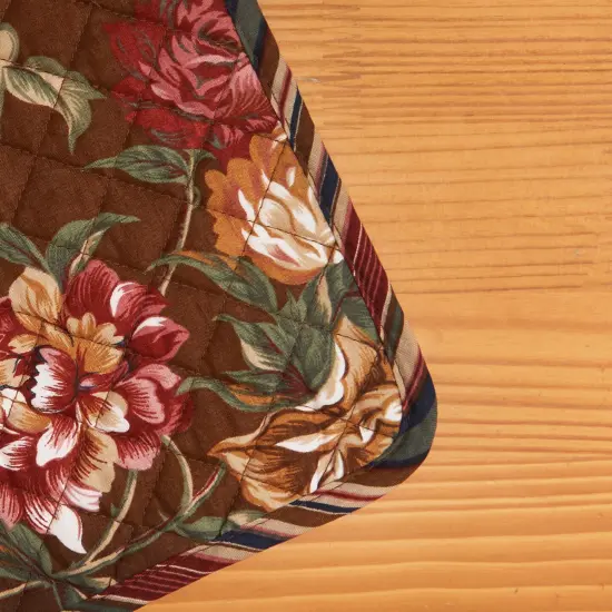 Vintage Floral Bloom Quilted Potholder w/ Hanging Loop 8" x 8" {4}