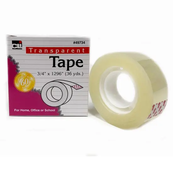 Tape - Transparent - 3/4" Wide x 1296" - 1" Core - 12 Rolls {2}