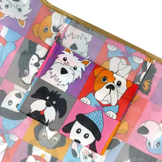 Wrapables Large Foldable Tote Nylon Reusable Grocery Bags, Cute Dogs {6}