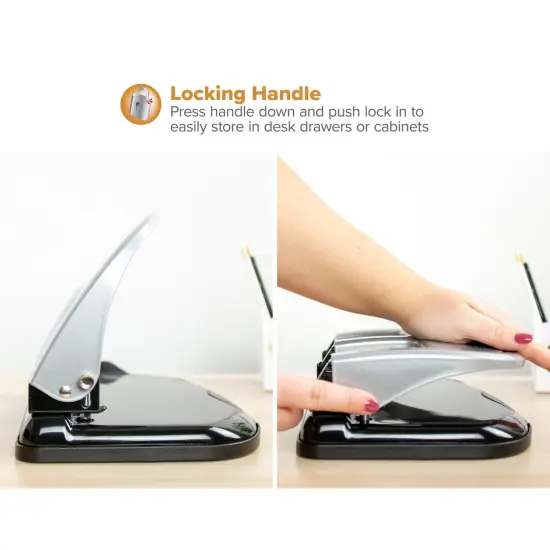 EZ Squeeze&trade; 3-Hole Punch, 40 Sheets, Silver {2}