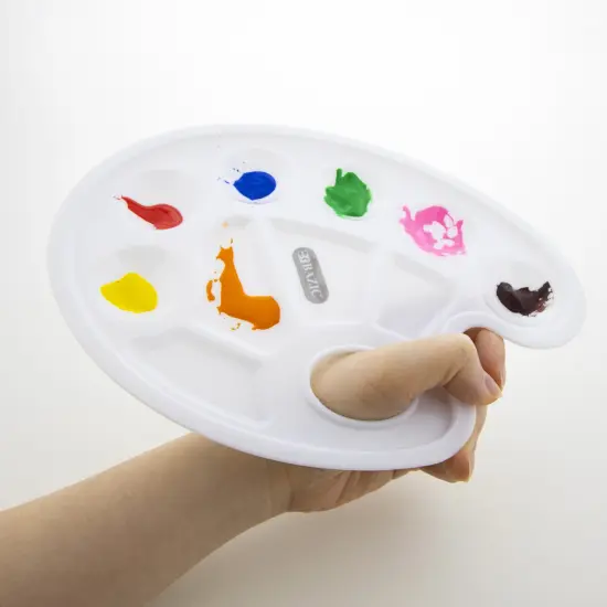 BAZIC Mixing Palette Paint Mixing Tray w/ Thumb Hole Oval (10) {5}