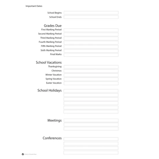 Class Record Book, 9-10 Weeks, Blue, Pack of 2 {3}