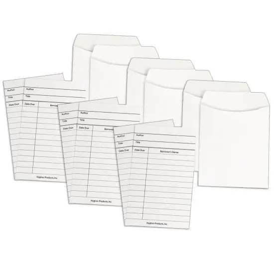 Library Cards & Non-Adhesive Pockets Combo, White, 30 Each/60 Pieces Per Pack, 3 Packs {1}