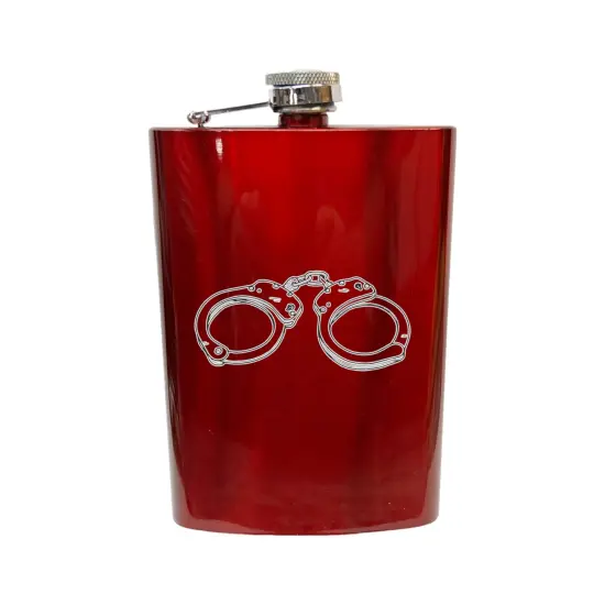 CUSTOM FLASK - Handcuffs 8OZ RED FLASK {1}