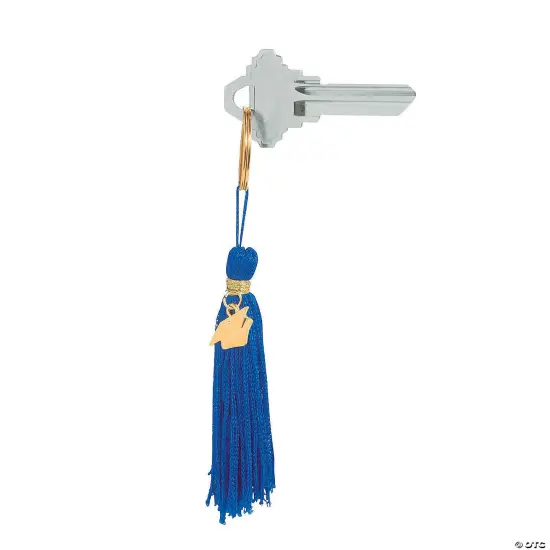Graduation Blue Tassel Nylon Keychains with Hat Charm | MINA&reg; {1}