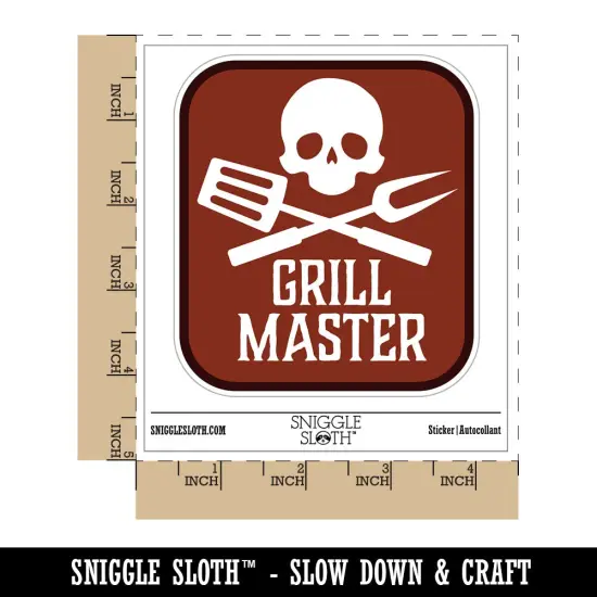 Grill Master BBQ Barbeque Skull Waterproof Vinyl Phone Tablet Laptop Water Bottle Sticker Set - 5 Pack {1}