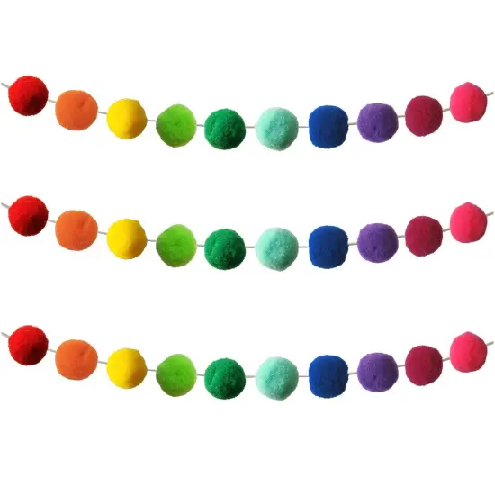 Rainbow Pom-Pom Garland, 2 Per Pack, 3 Packs {1}