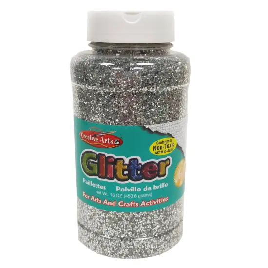 Creative Arts&trade; Glitter, 1 lb. Bottle, Silver, Pack of 3 {2}