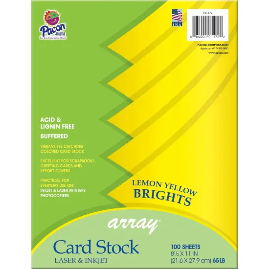 Card Stock, Lemon Yellow, 8-1/2" x 11", 100 Sheets {1}