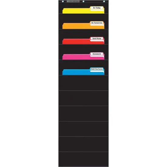 File Organizer 10-Pocket Chart, 14" x 46-1/2", Black {1}