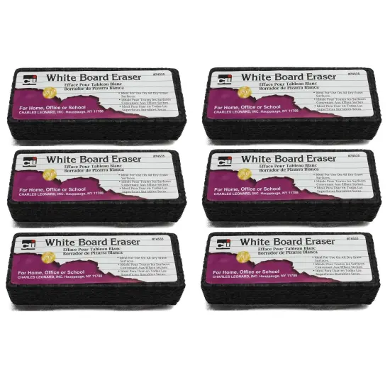 Whiteboard Eraser, Felt/Foam, Gray and Black, Pack of 6 {1}