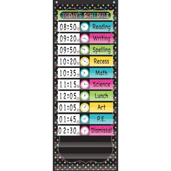 Chalkboard Brights 14 Pocket Daily Schedule Pocket Chart, 13" x 34" {1}