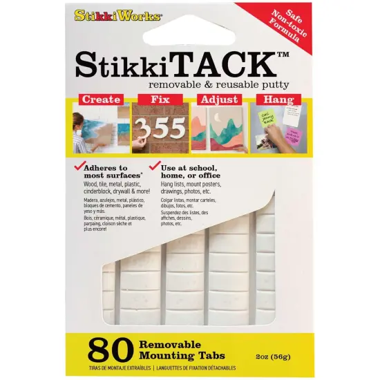StikkiTack, White, 2 oz./80 Tabs Per Pack, 12 Packs {2}