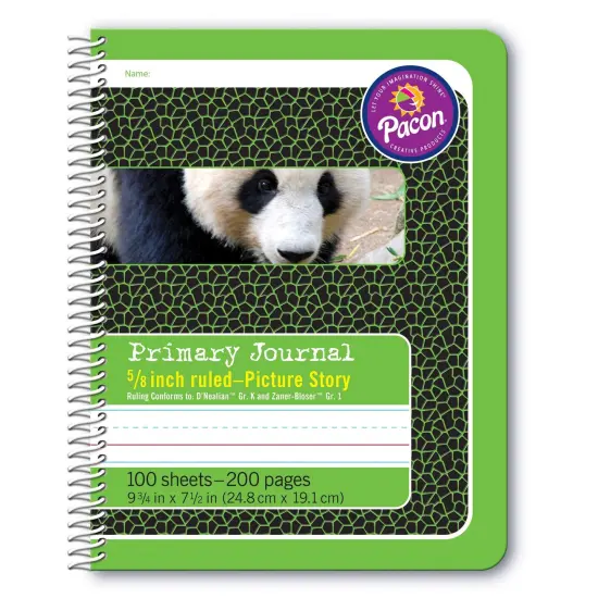 Primary Composition Book, Spiral Bound, D'Nealian/Zaner-Bloser, 5/8" x 5/16" x 5/16" Picture Story Ruled, 9-3/4" x 7-1/2", 100 Sheets, Pack of 6 {2}