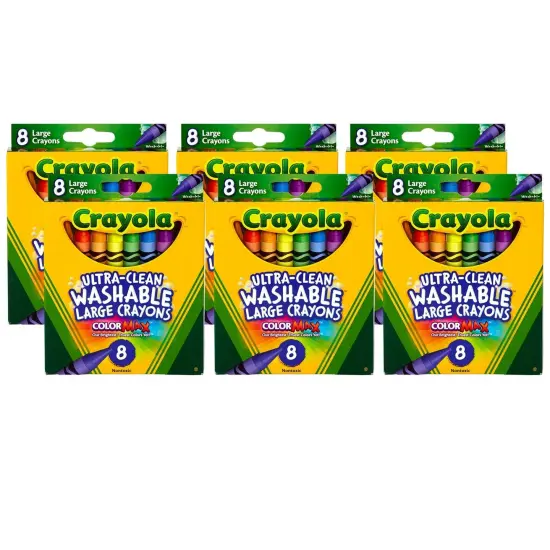 Ultra-Clean Washable Crayons, Large Size, 8 Per Box, 6 Boxes {1}